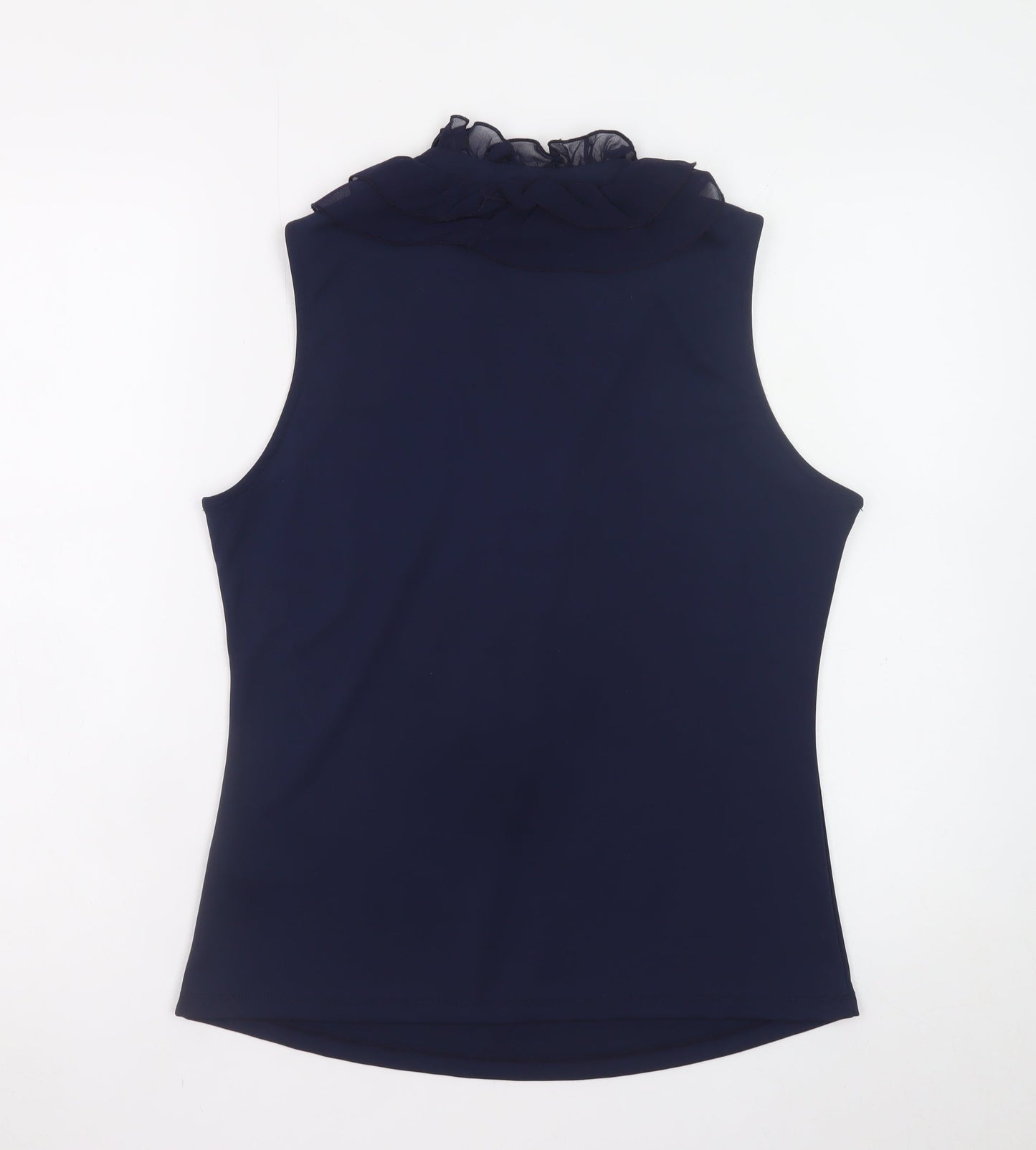 Gallery Women's Blue Ruffle Sleeveless Chiffon Blouse Size 12