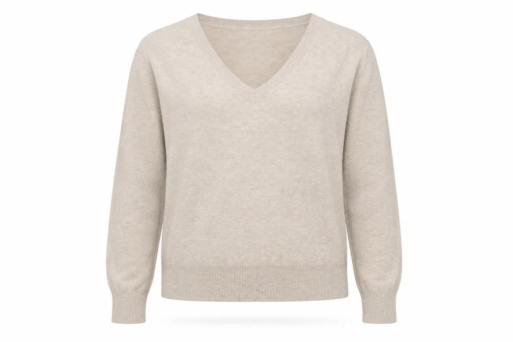 H&M Women Beige V-Neck Pullover Jumper Size S