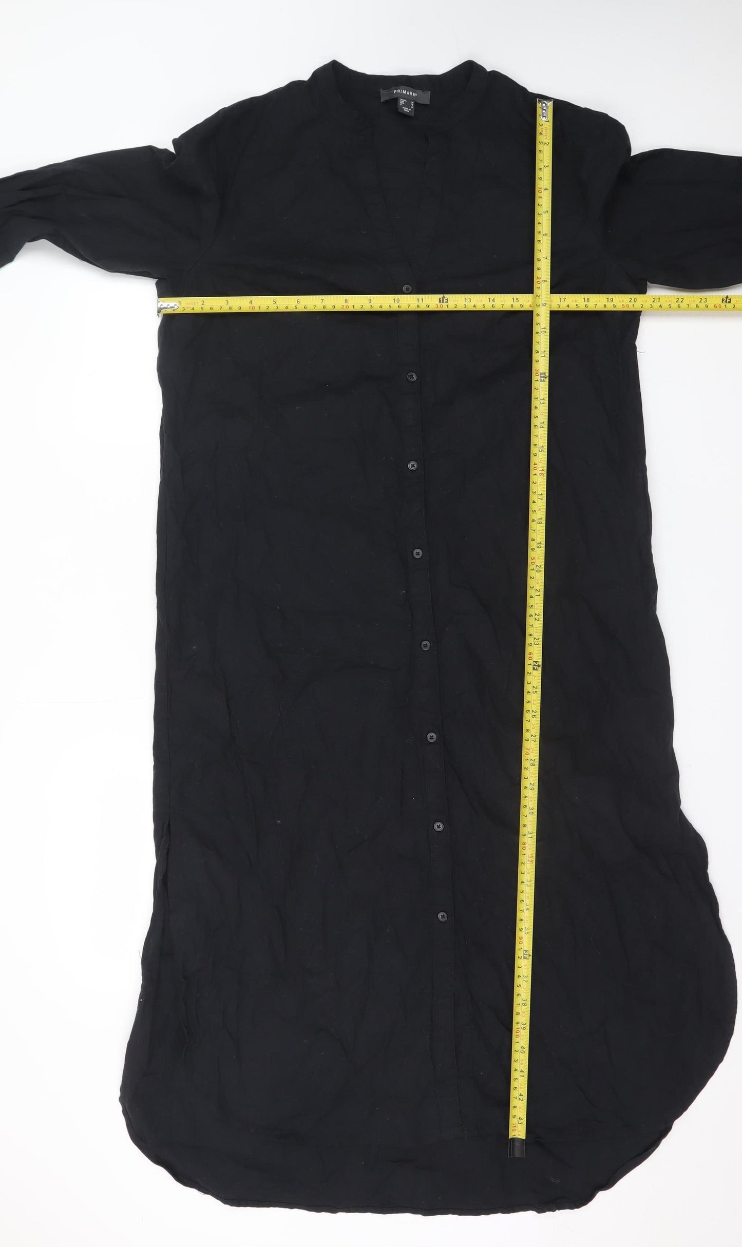 Primark Women’s Black Linen Midi Shirt Dress Size 10