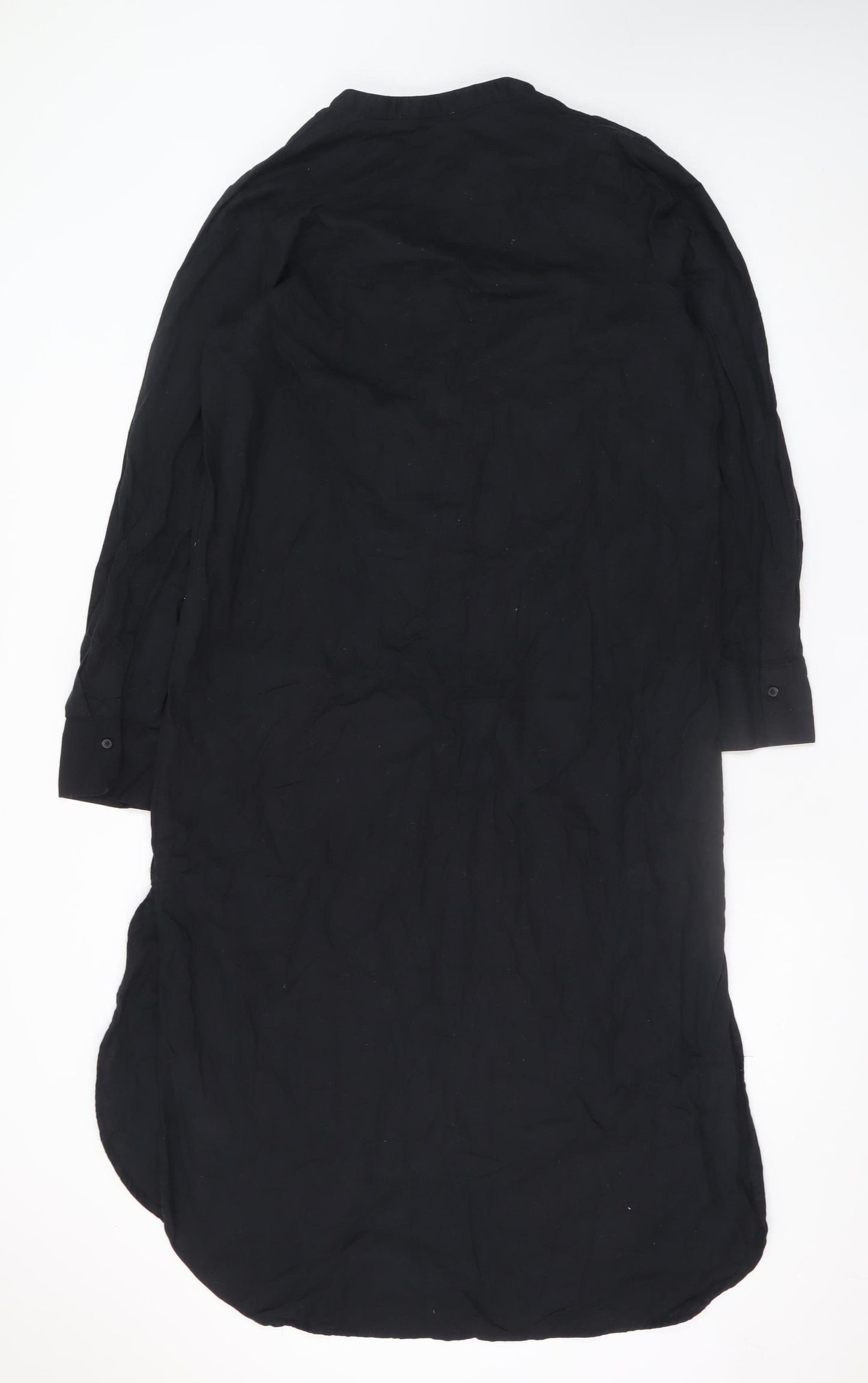 Primark Women’s Black Linen Midi Shirt Dress Size 10