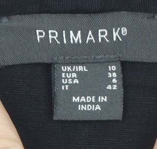 Primark Women’s Black Linen Midi Shirt Dress Size 10