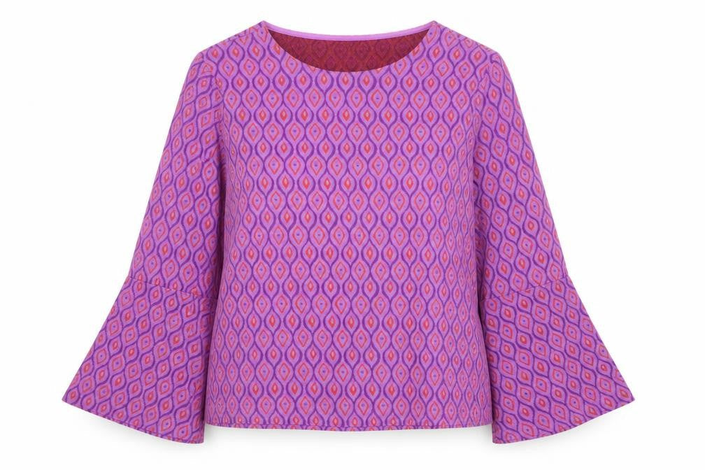 Savida Womens Purple Geometric Tunic Blouse Size 16