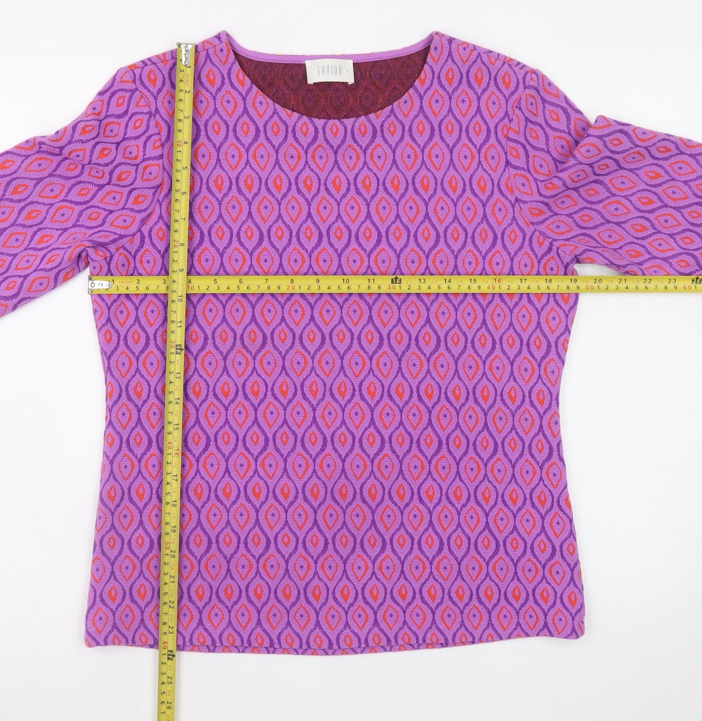 Savida Womens Purple Geometric Tunic Blouse Size 16
