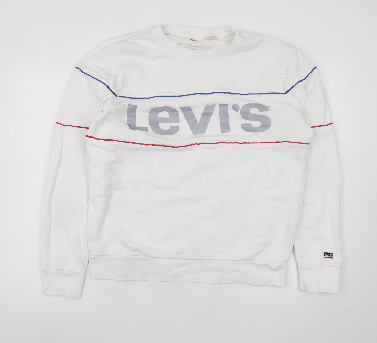 Levi's Men's White Logo Pullover Sweatshirt Medium Regular Fit