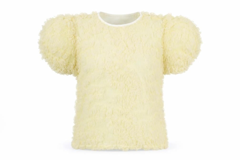 New Look Women Beige Ruffle Mesh Puff Sleeve Blouse UK 6