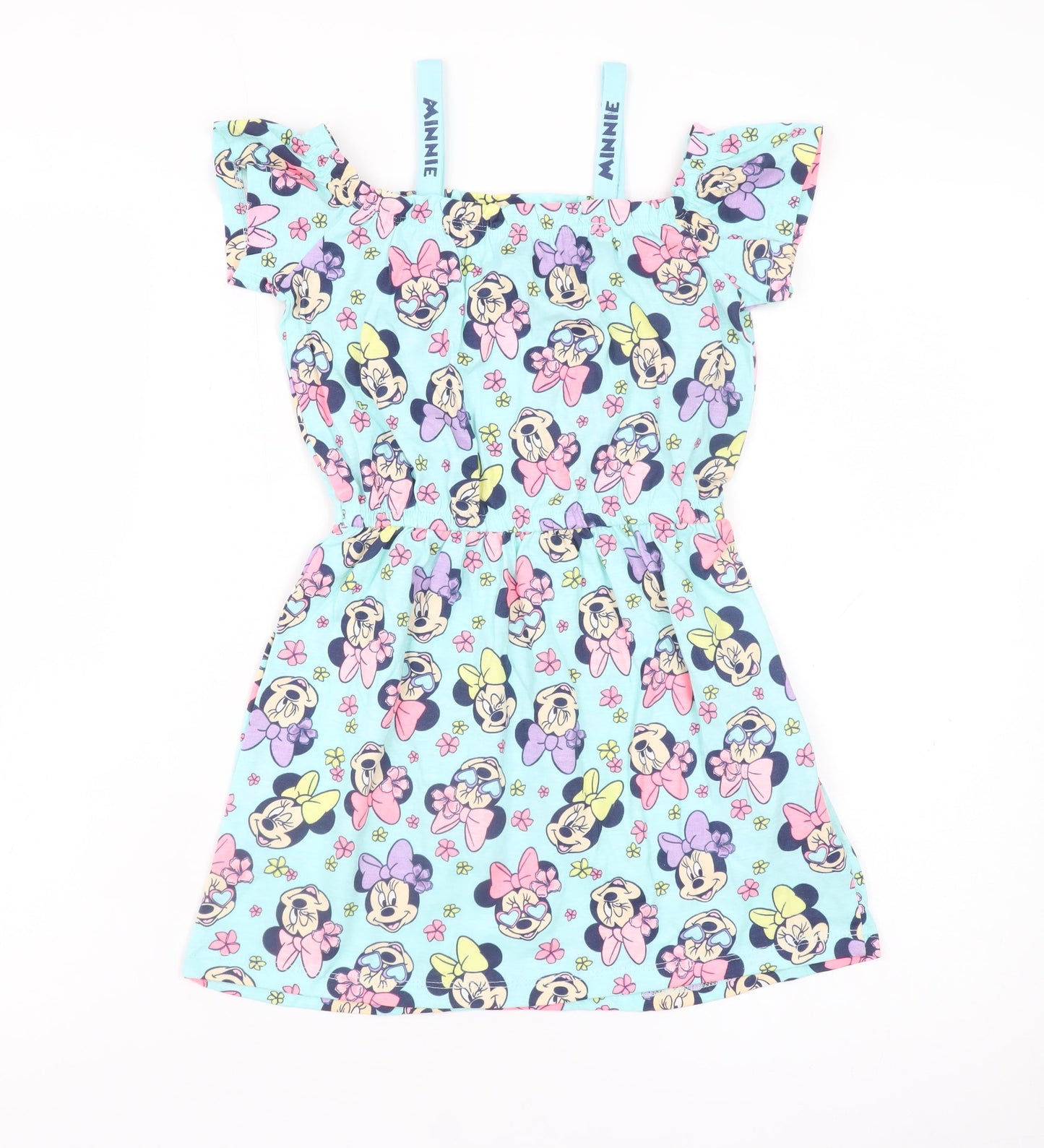 Disney Girls Blue Minnie Mouse Fit & Flare Dress 4 Years