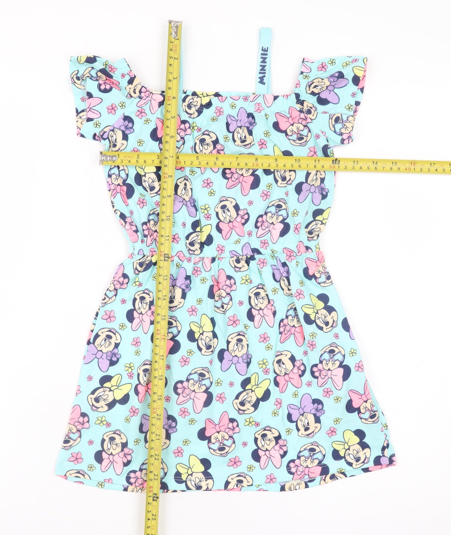 Disney Girls Blue Minnie Mouse Fit & Flare Dress 4 Years