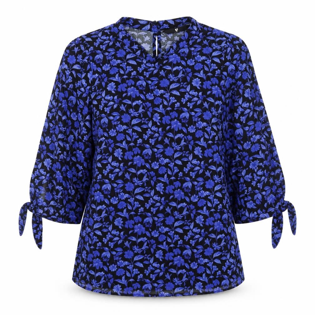 Very Women's Blue Floral 3/4 Sleeve Tunic Blouse Size 10