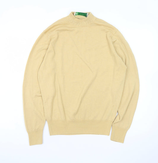 Castle of Ireland Men's Beige Wool Mock Neck Jumper Size S