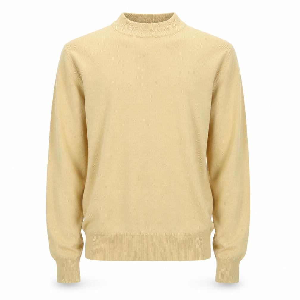 Castle of Ireland Men's Beige Wool Mock Neck Jumper Size S