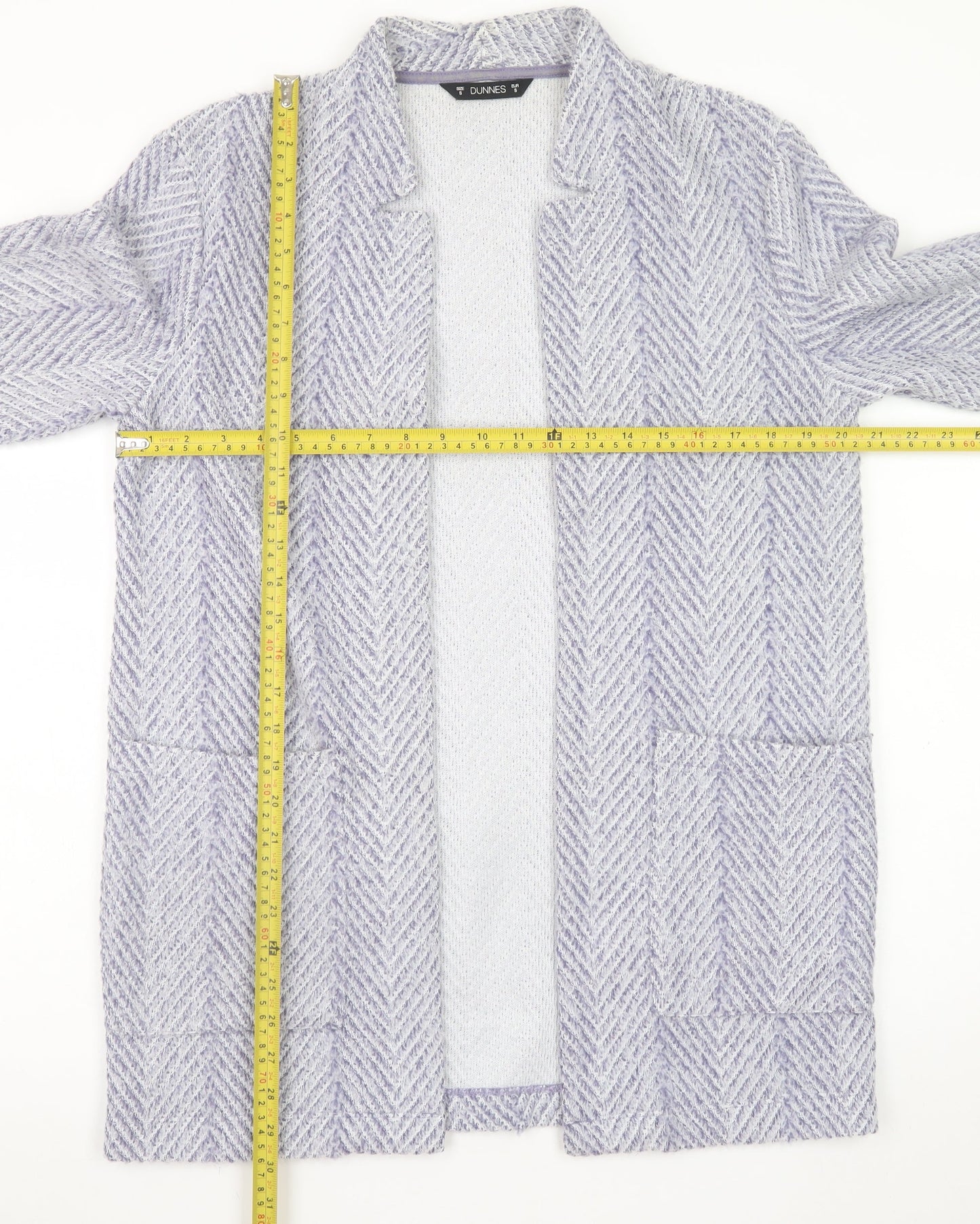 Dunnes Women’s Grey Herringbone Coatigan Size S Classic Overcoat