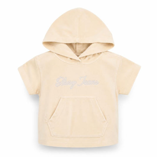 DKNY Jeans Girls Beige Hooded Short Sleeve Casual Top 12 Months Polyester Blend