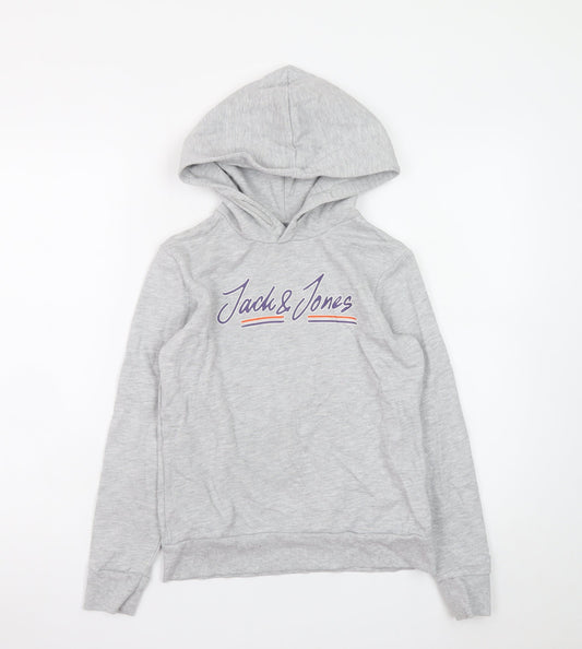 Jack & Jones Boys Grey Hoodie 152cm Cotton Blend Pullover