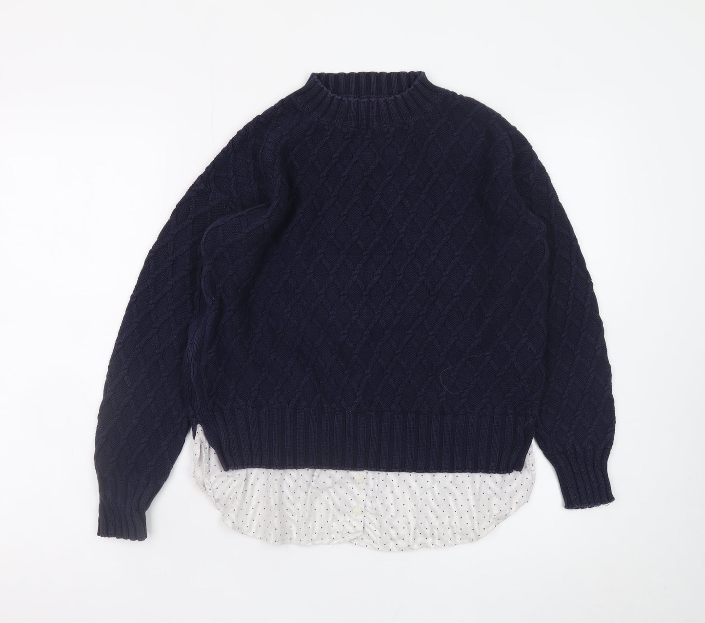 Next Women Blue Cable-Knit Cotton Jumper Size 10 Petite