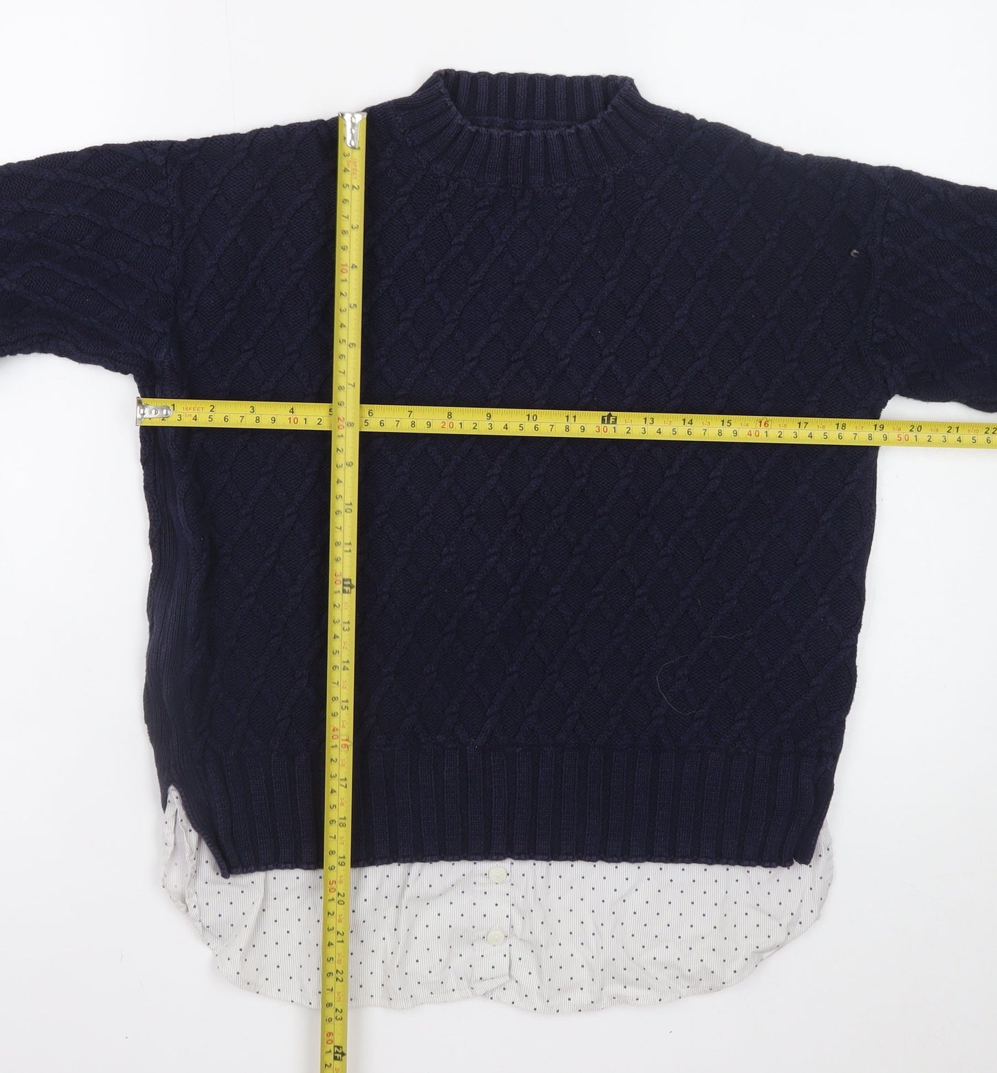 Next Women Blue Cable-Knit Cotton Jumper Size 10 Petite
