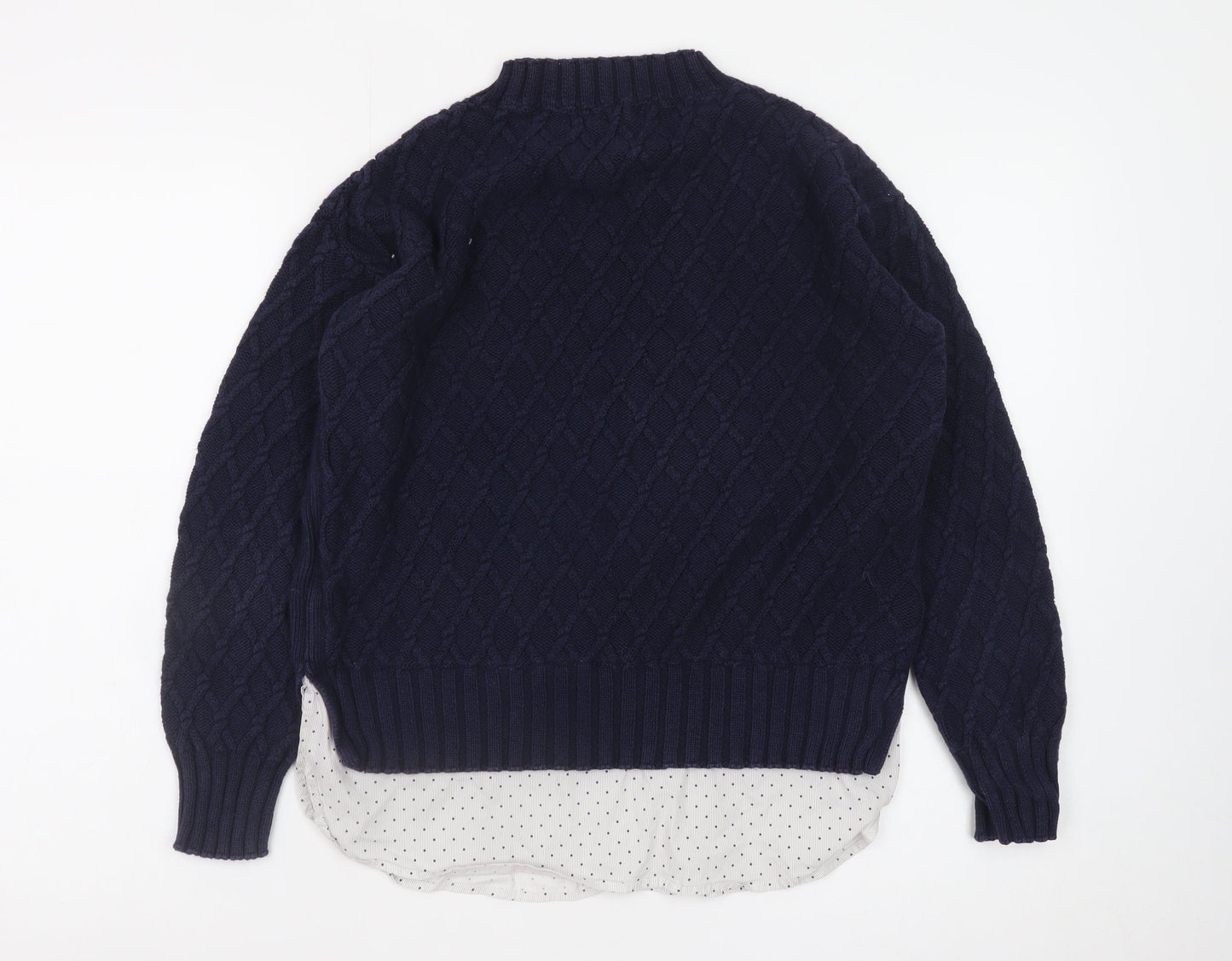 Next Women Blue Cable-Knit Cotton Jumper Size 10 Petite