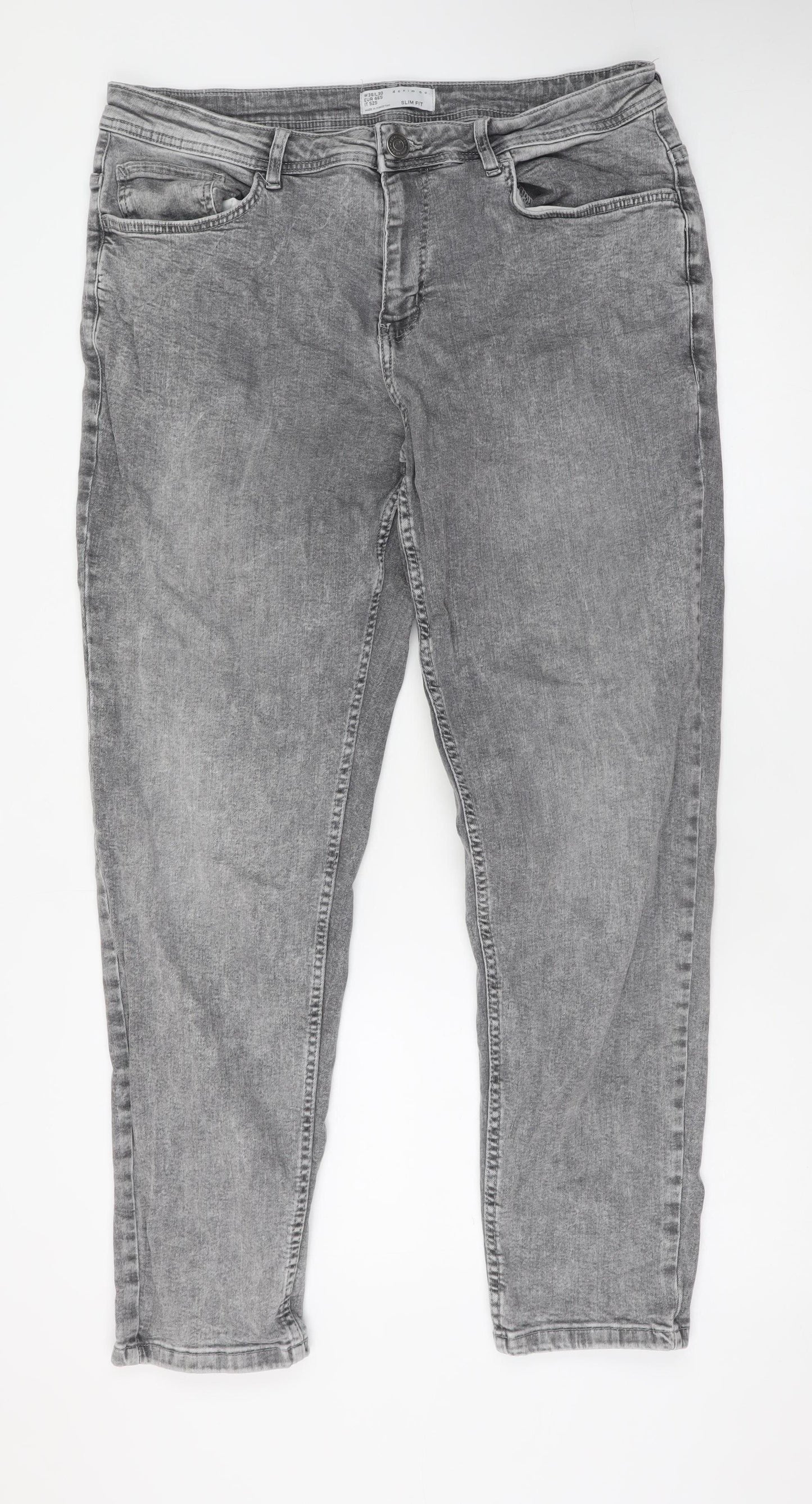 Denim Co Men Grey Slim Fit Jeans W36 L30 Straight Denim