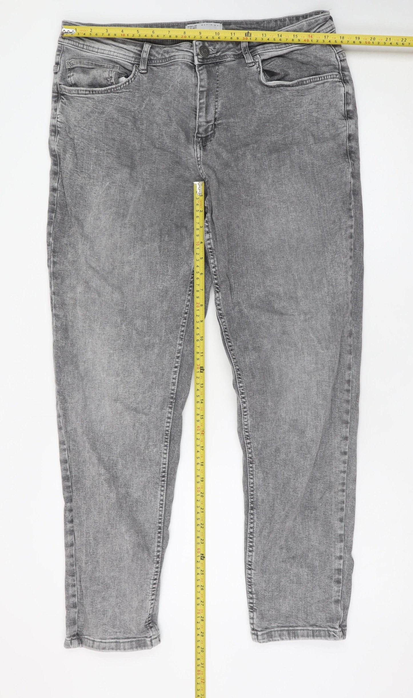Denim Co Men Grey Slim Fit Jeans W36 L30 Straight Denim