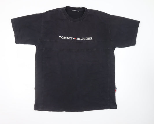 Tommy Hilfiger Men's Black 2XL Crew Neck Cotton Logo T-Shirt