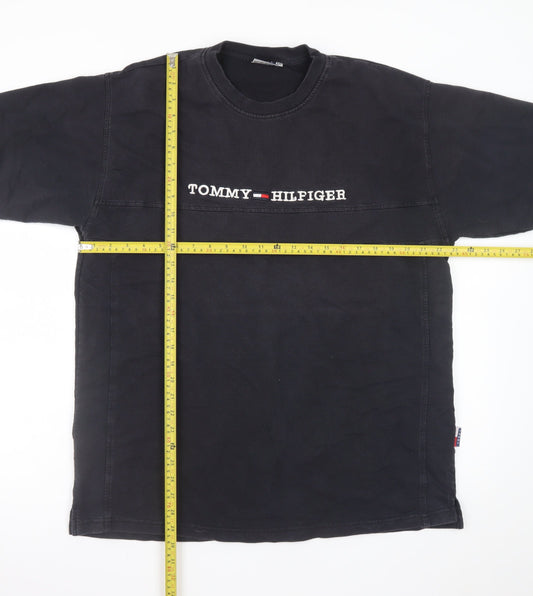 Tommy Hilfiger Men's Black 2XL Crew Neck Cotton Logo T-Shirt