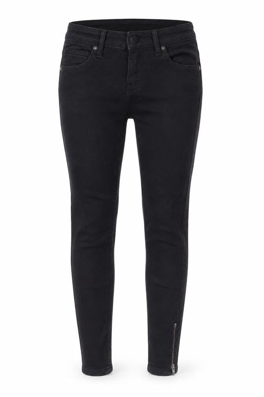Front view of Only Blue Denim Women's Black XS Skinny Jeans with Ankle Zip