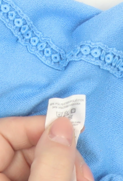 Gallery Womens Blue Crochet Trim Tunic Blouse Size L