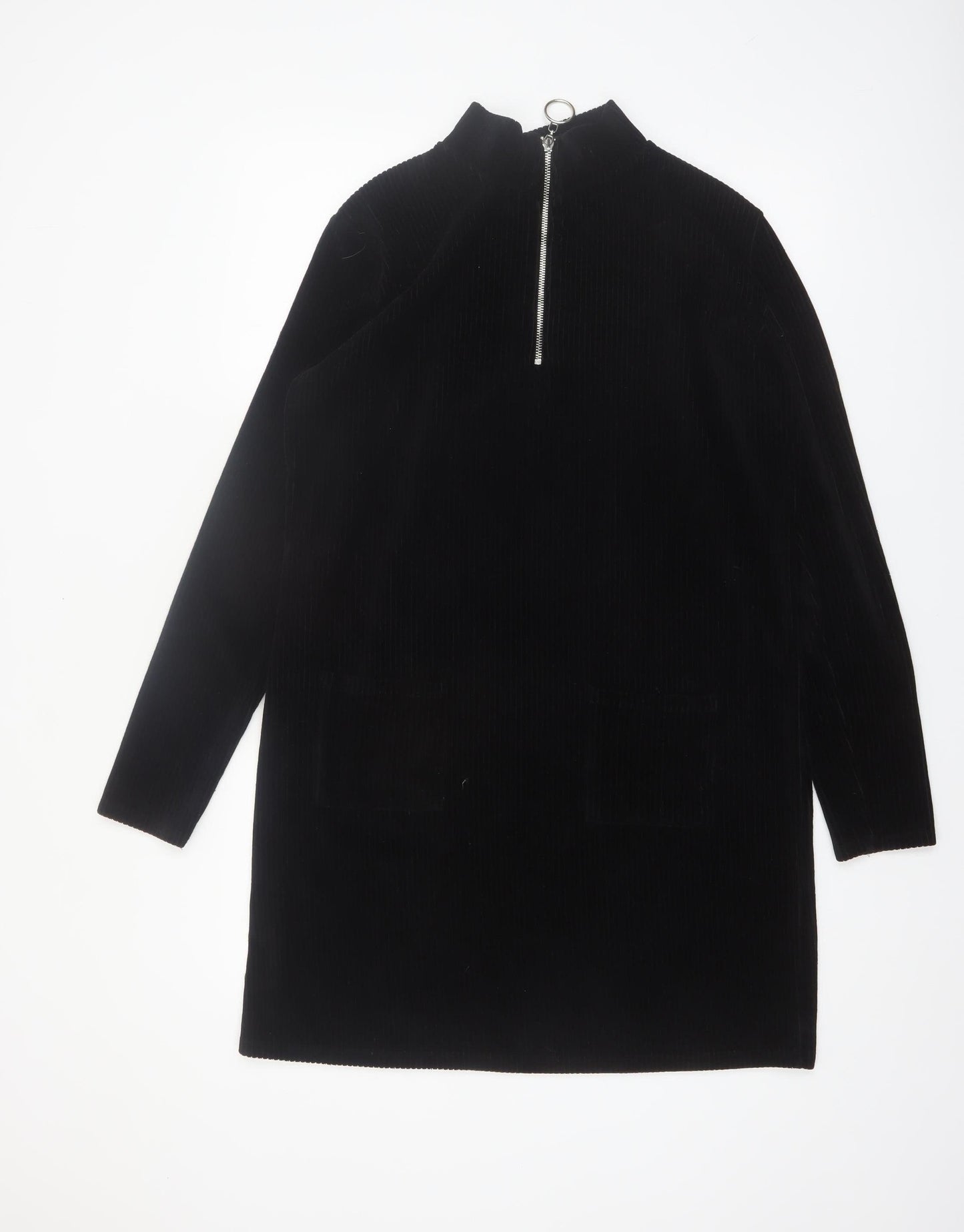 Very Women’s Black Corduroy Zip Neck Shift Dress Size 14