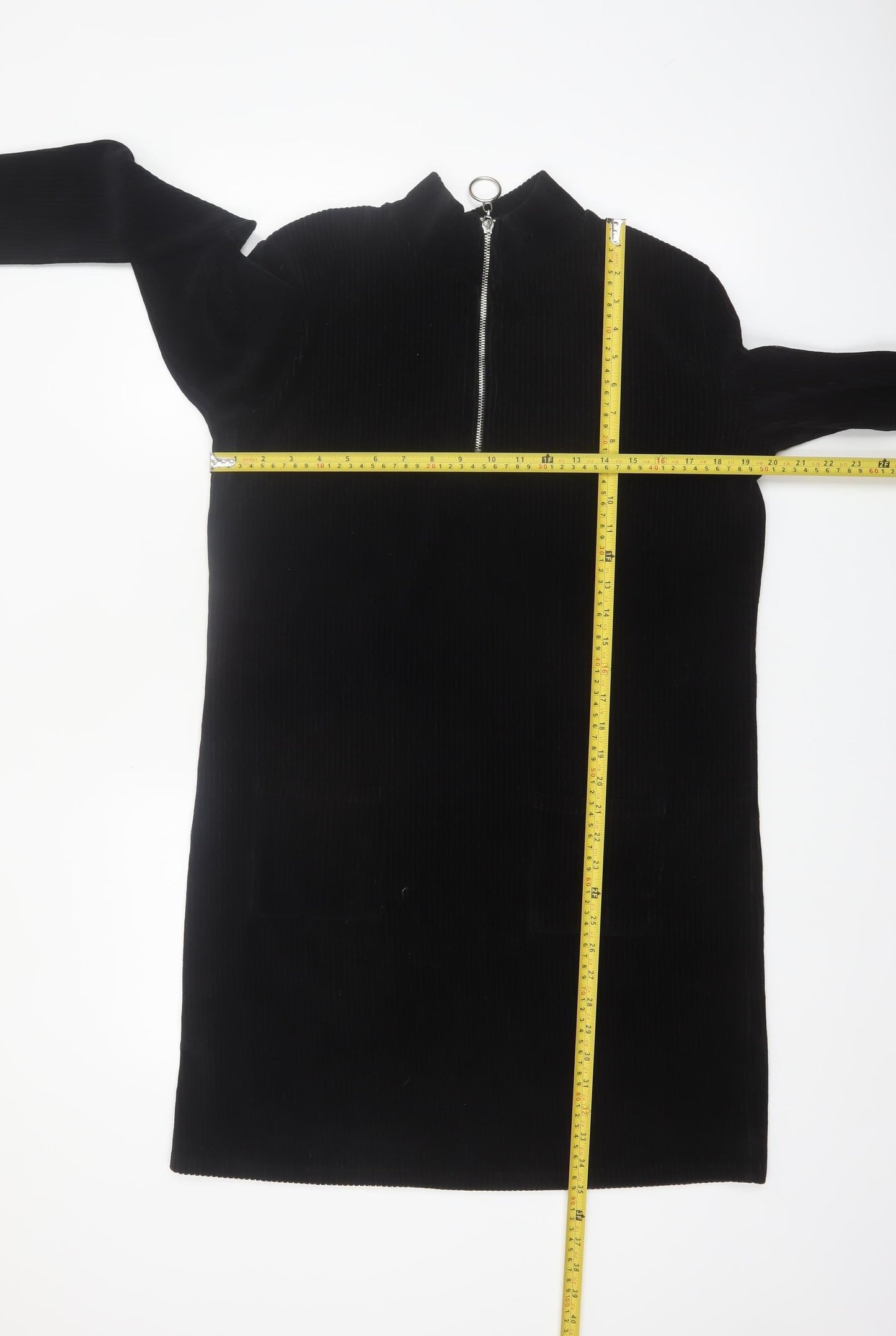Very Women’s Black Corduroy Zip Neck Shift Dress Size 14