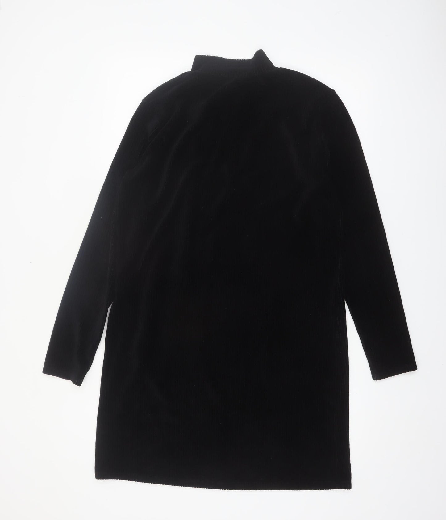 Very Women’s Black Corduroy Zip Neck Shift Dress Size 14