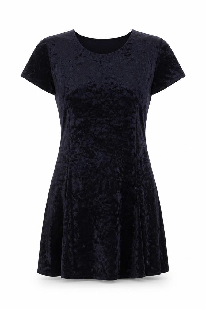 St Bernard Women's Blue Velvet A-Line Short Sleeve Dress Size 12