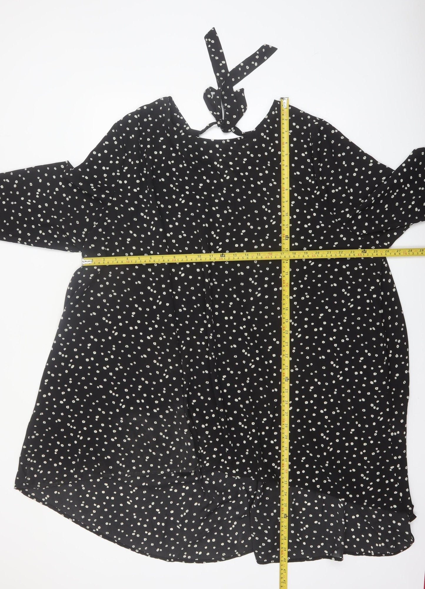 Blue Vanilla Women Black Polka Dot Tunic Blouse Size 28
