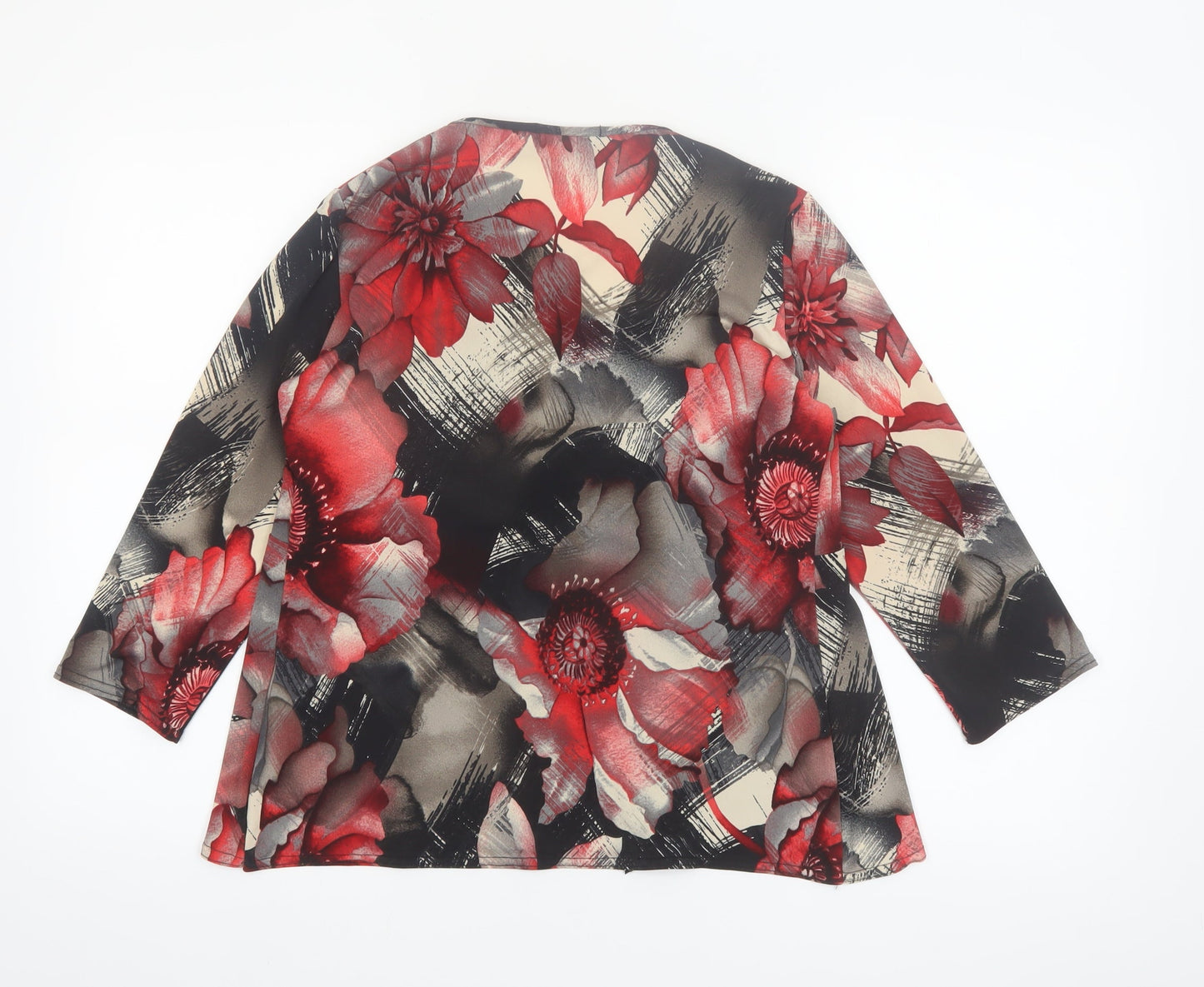 Text Womens Multicoloured Floral Wrap Blouse M 3/4 Sleeve