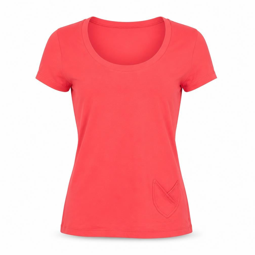 Savida Women's Red Slim Fit Short Sleeve Scoop Neck T-Shirt Size 14