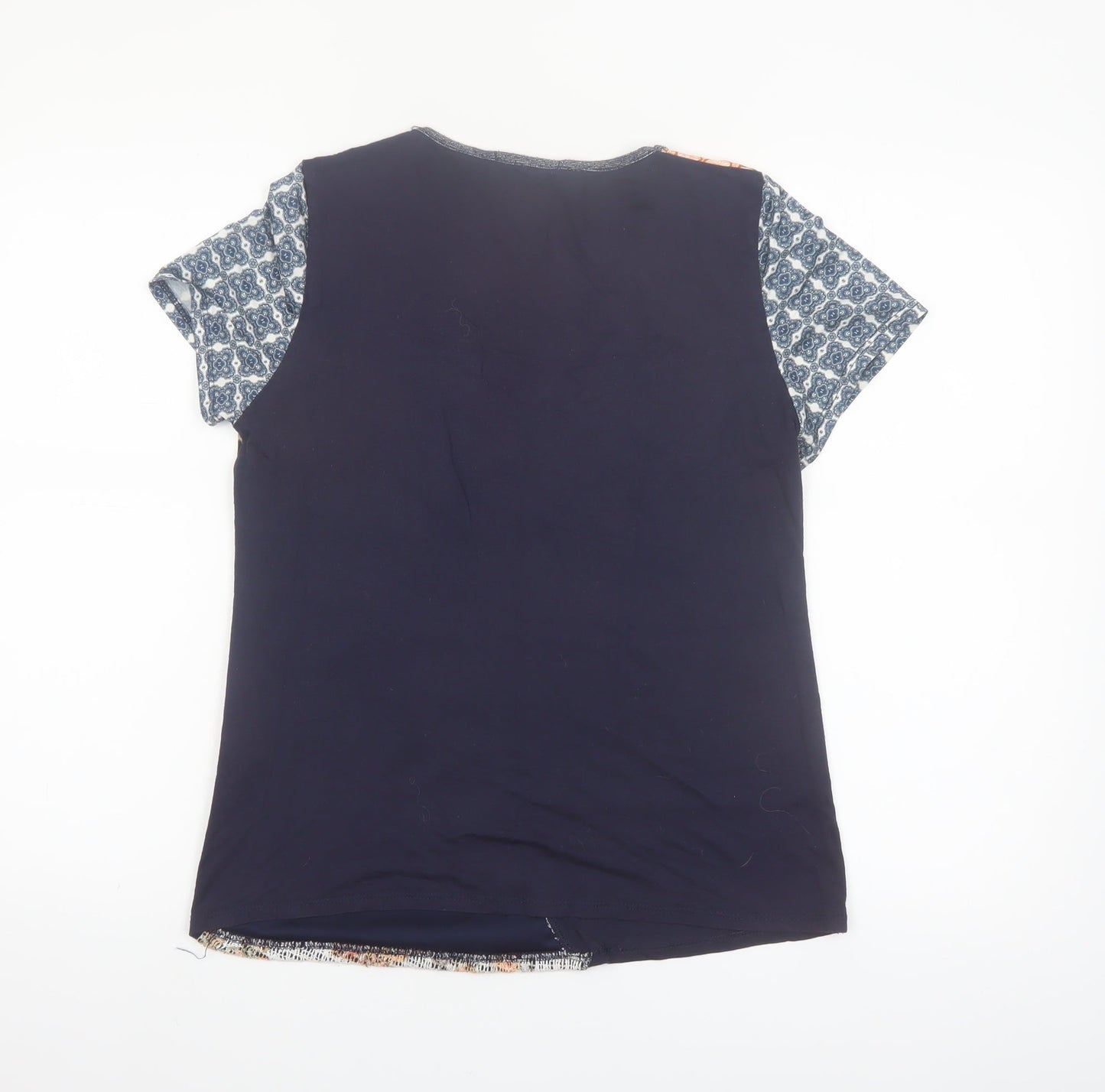 Punt Roma Women's Multicoloured Patchwork V-Neck Short Sleeve T-Shirt Size S