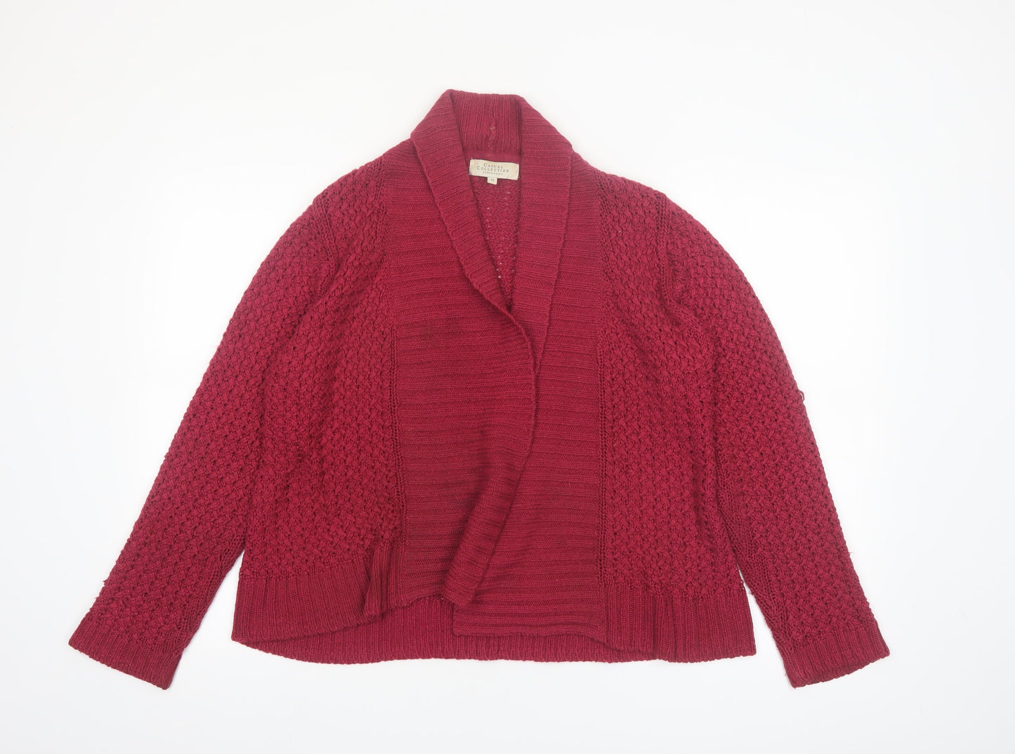 Debenhams Women Red Size 12 Chunky Knit Open Cardigan