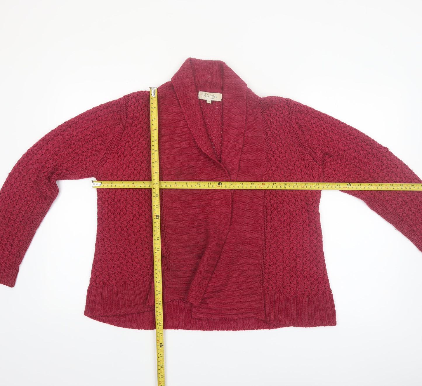 Debenhams Women Red Size 12 Chunky Knit Open Cardigan