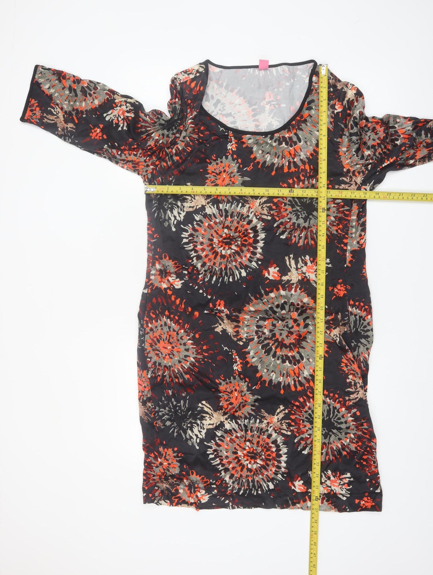 Kyra & Ko Women's Multicoloured Shift Dress Size 12 3/4 Sleeve