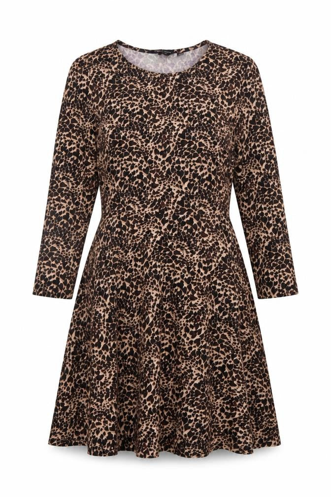 Dorothy Perkins Womens Brown Leopard Print A-Line Dress UK14