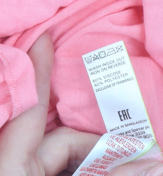 Marks and Spencer Women Pink Ruffle Jersey Nightshirt UK 22