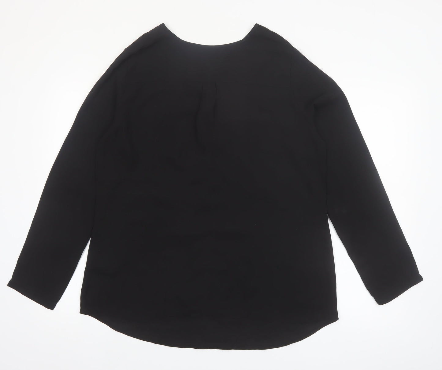 Esmara Women Black Long Sleeve V-Neck Polyester Blouse Size 18