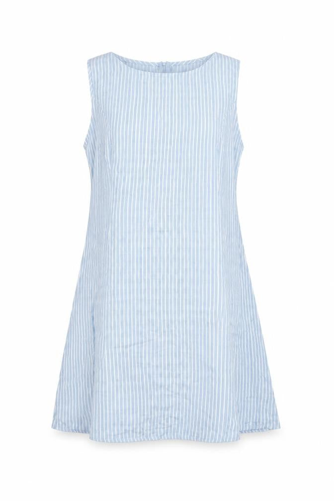 PRETTYLITTLETHING Women's Blue Striped Sleeveless Tunic Blouse UK 14