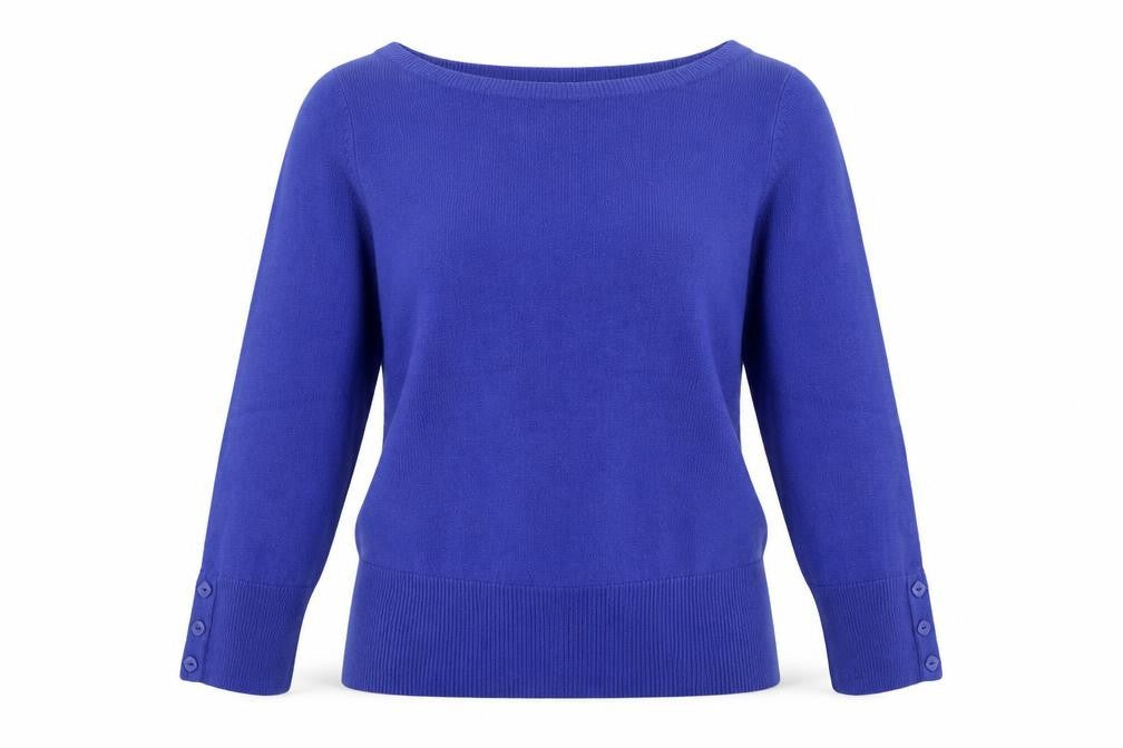 Debenhams Petite Purple Boat Neck 3/4 Sleeve Knit Jumper Size 10