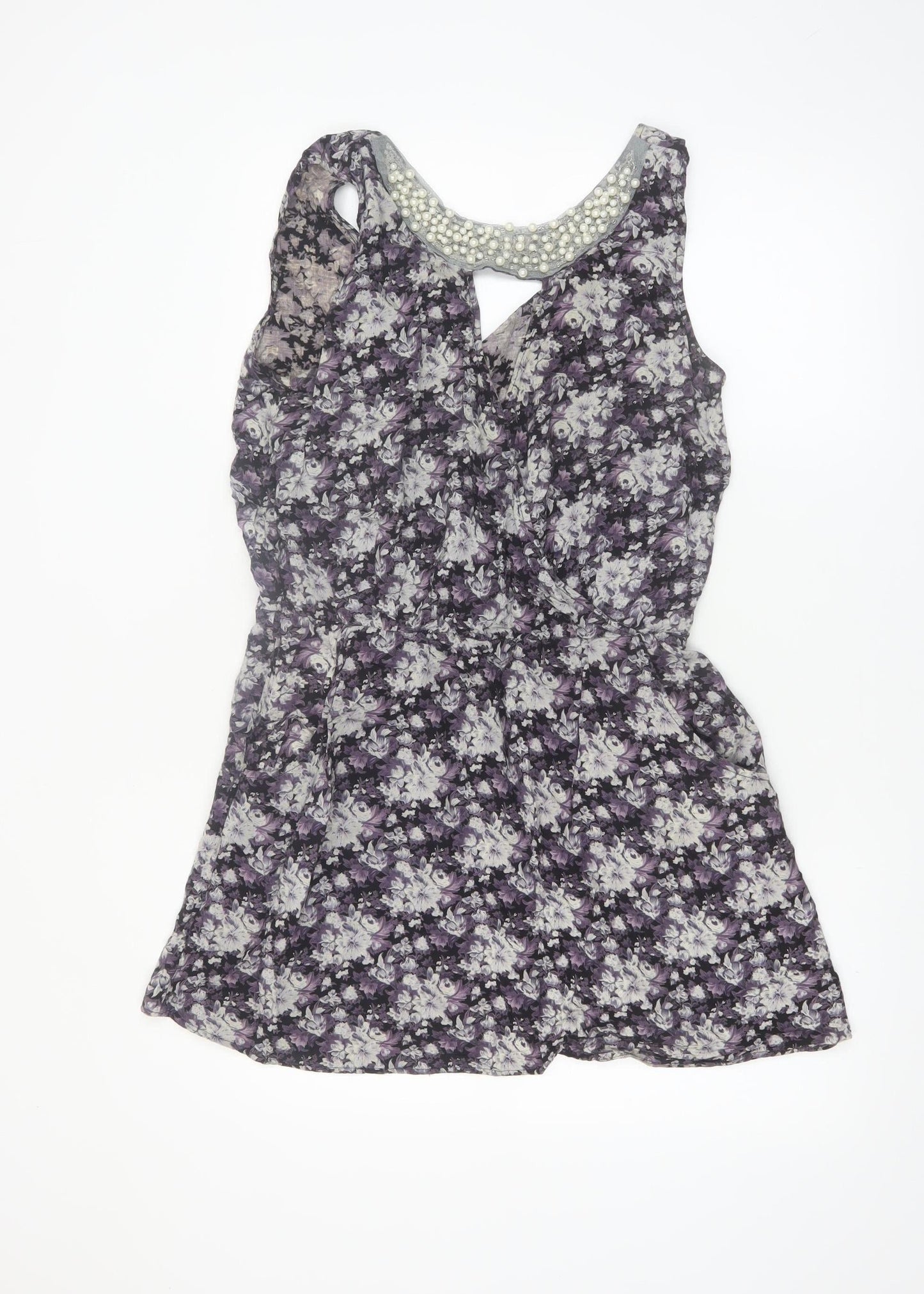 Miss Real Women’s Purple Floral Beaded Skater Dress Size 14