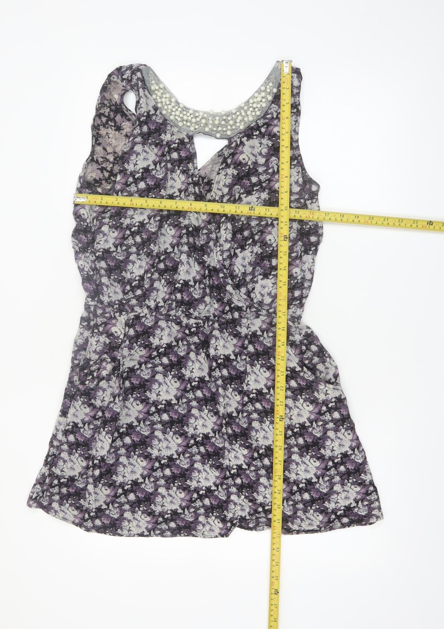 Miss Real Women’s Purple Floral Beaded Skater Dress Size 14
