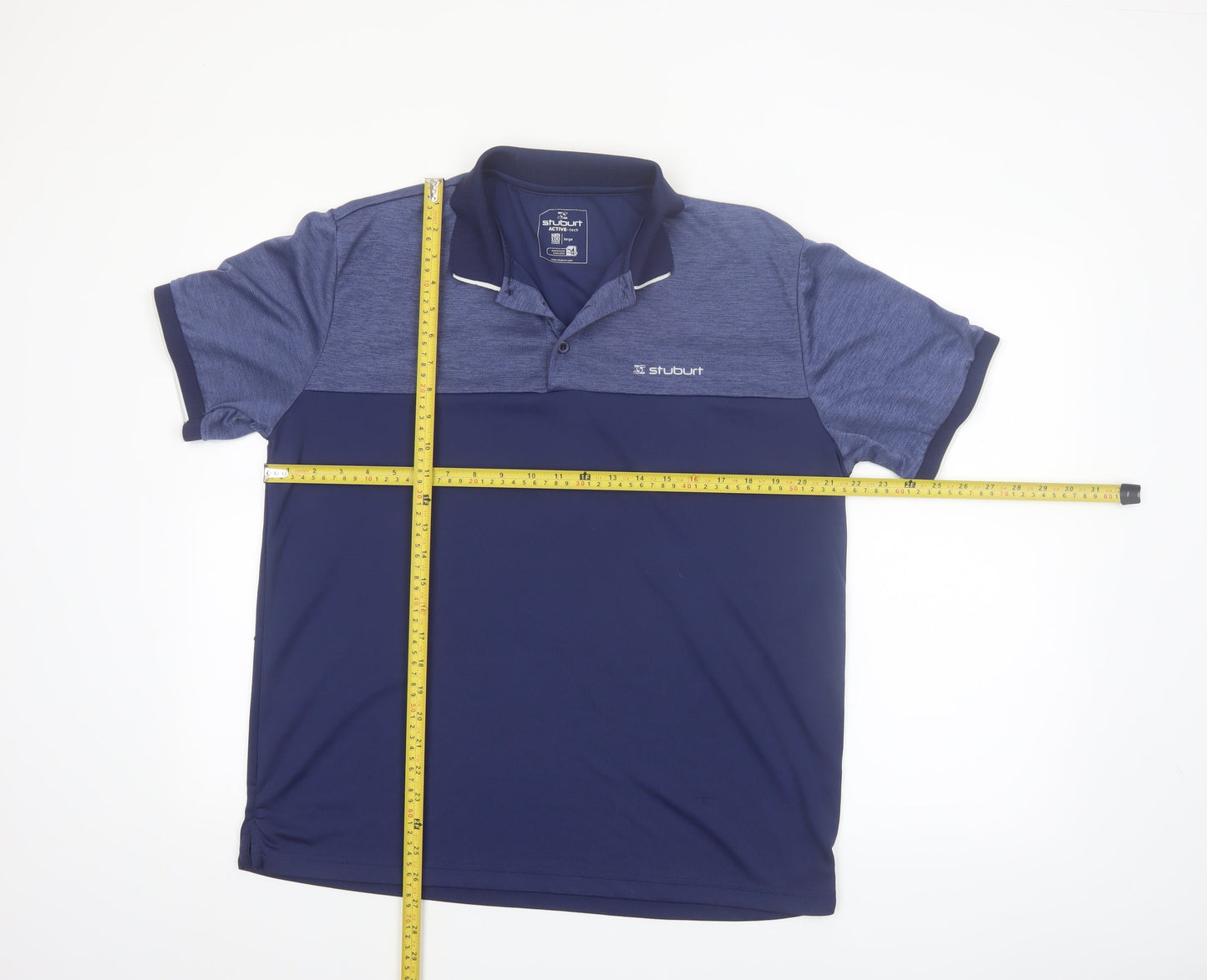 Stuburt Men's Blue Colourblock Golf Polo Shirt Size L