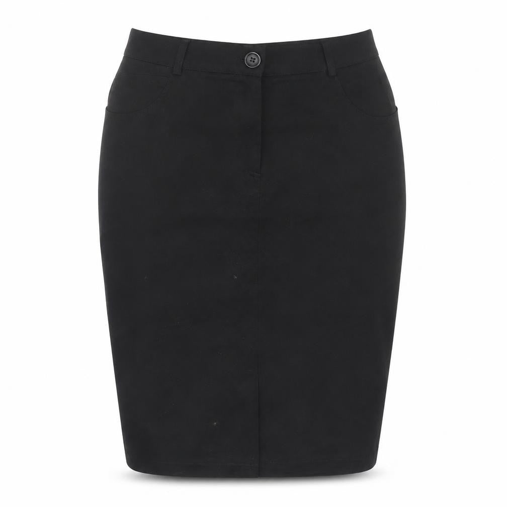 Sasha Womens Black Size 12 Pencil Skirt Cotton Stretch Workwear