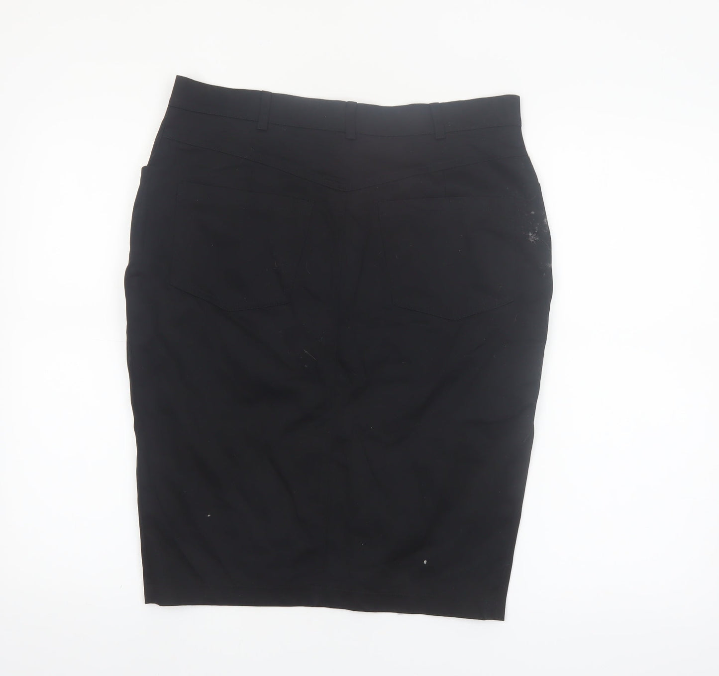 Sasha Womens Black Size 12 Pencil Skirt Cotton Stretch Workwear