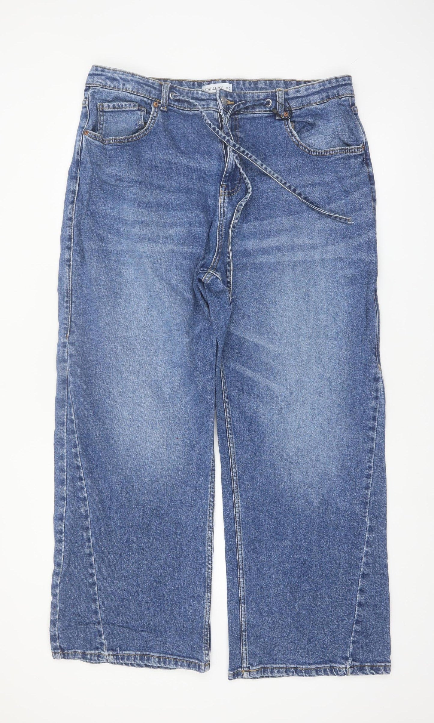 Gallery Women's Blue Wide-Leg Relaxed Fit Jeans Size 18