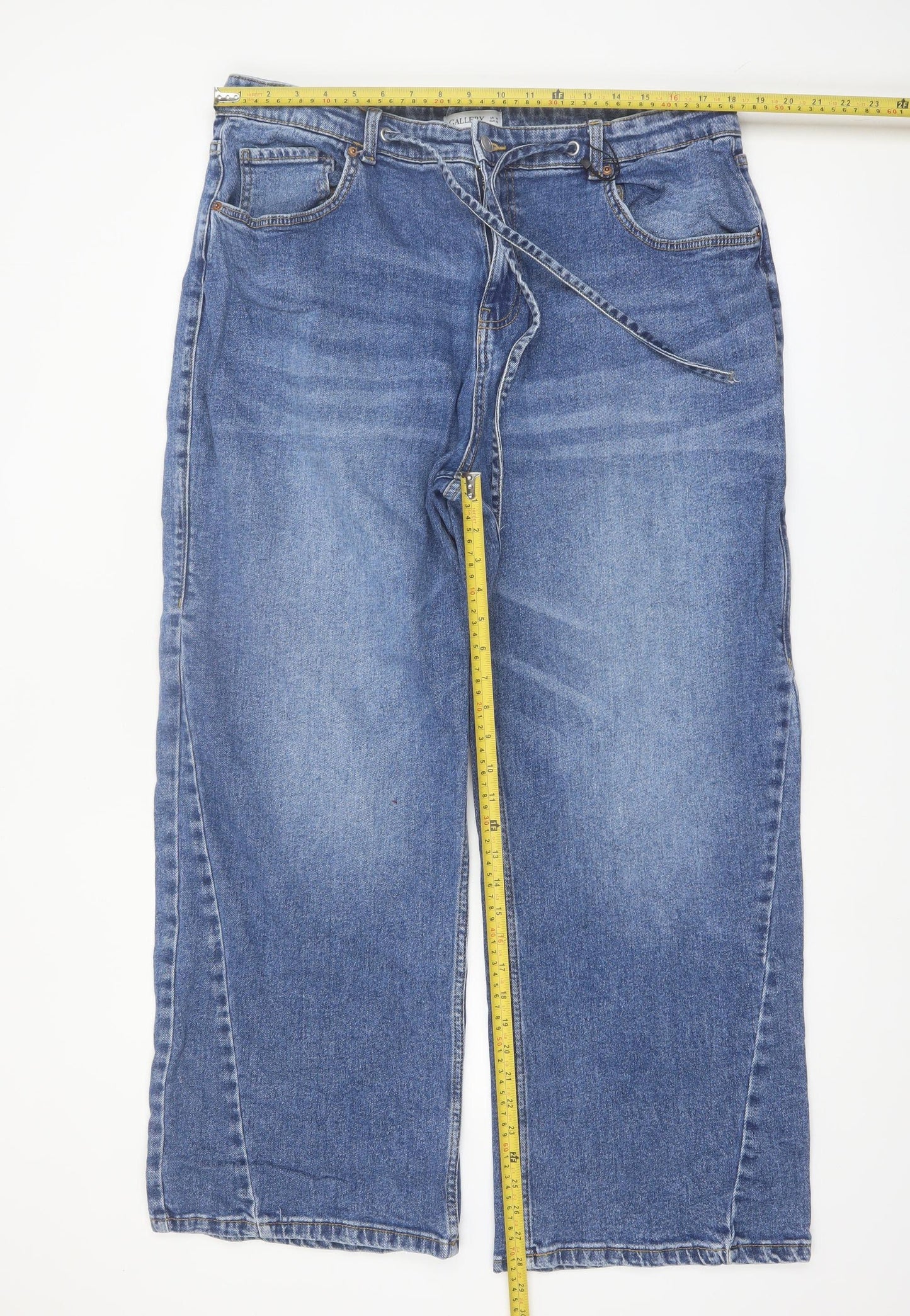 Gallery Women's Blue Wide-Leg Relaxed Fit Jeans Size 18