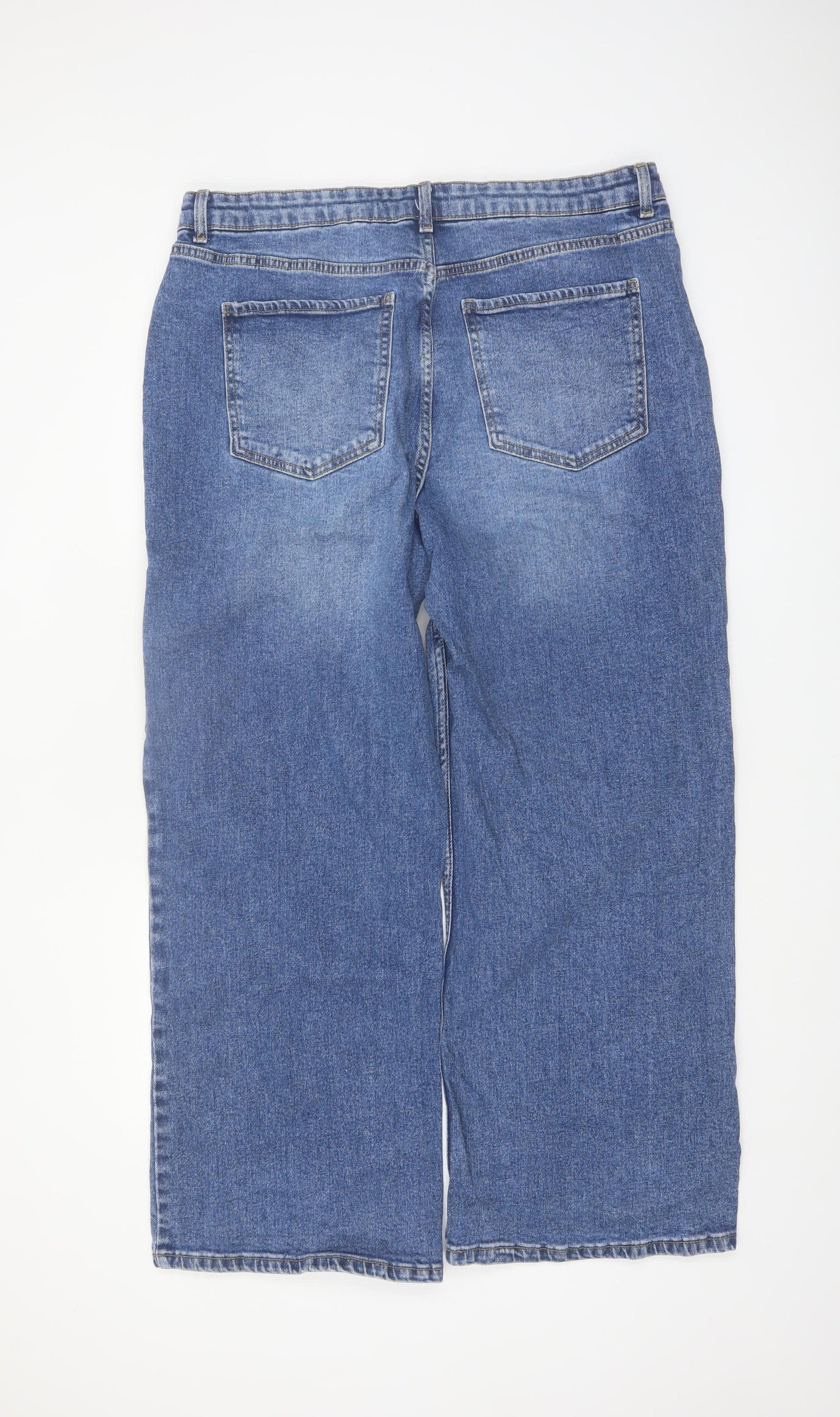 Gallery Women's Blue Wide-Leg Relaxed Fit Jeans Size 18